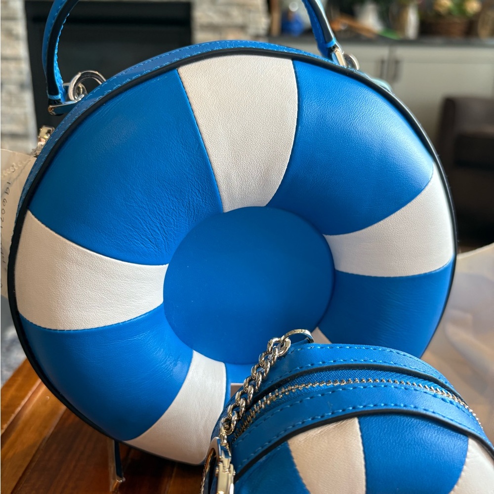 Kate Spade Splash Pool Float Crossbody Blue White Multi  Coin Purse Set Novelty - Picture 5 of 16